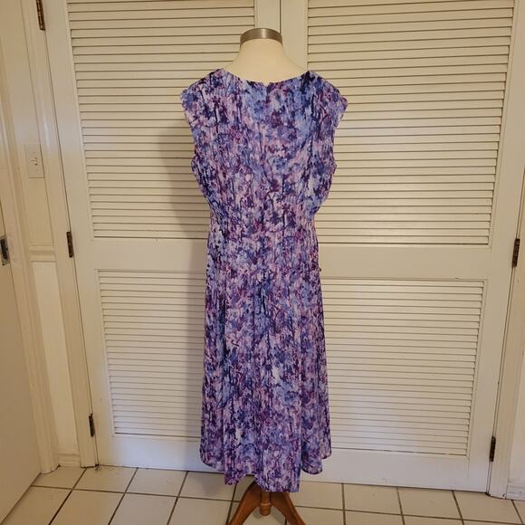 Evan Picone Purple Sleeveless Midi Fit and Flare Dress Size 14 - Picture 4 of 8